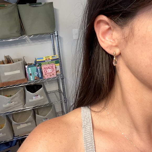 SWAROVSKI POST DROP GOLD TONE EARRINGS - Picture 4 of 5